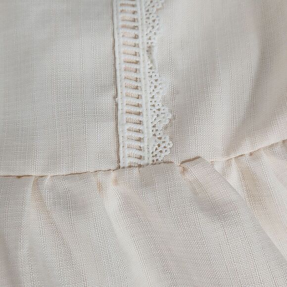 🔺️Andree Peach & Cream Sleeveless Fit & Flare Peplum Blouse Medium - Picture 10 of 12